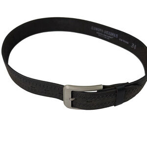 Europa Dezines Men's Black Leather Woven Belt